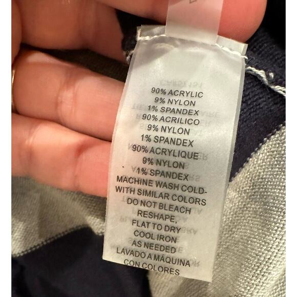 Vince Camuto Sweater Dress Womens S Striped Midi Navy Gray LS Nautical Preppy - Picture 5 of 5